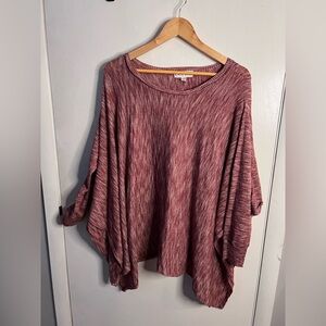 Knox Rose Sweater Oversized Long Sleeve Cape Style Heathered Red Women’s L/XL